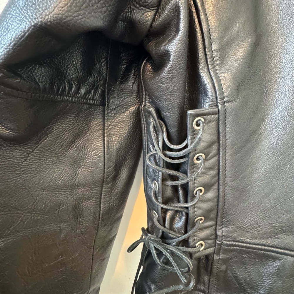 1990’s Wilsons Leather Black Men's Biker Thinsulate Jacket - Picture 6 of 7